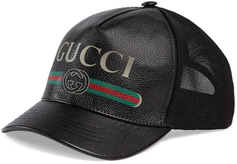 gucci black leather hat